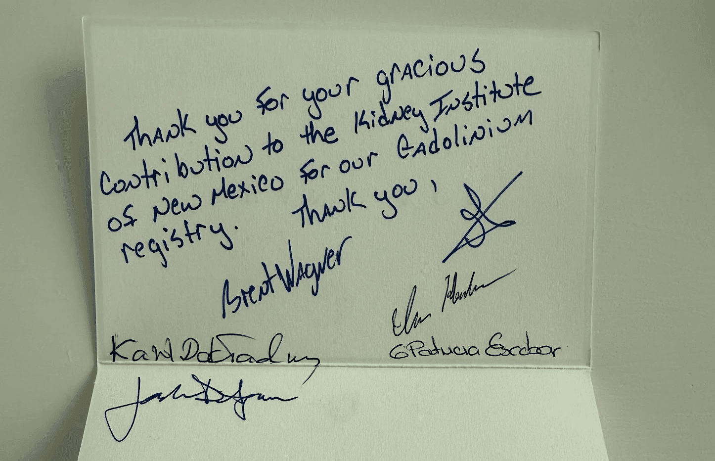 Donation thank you card