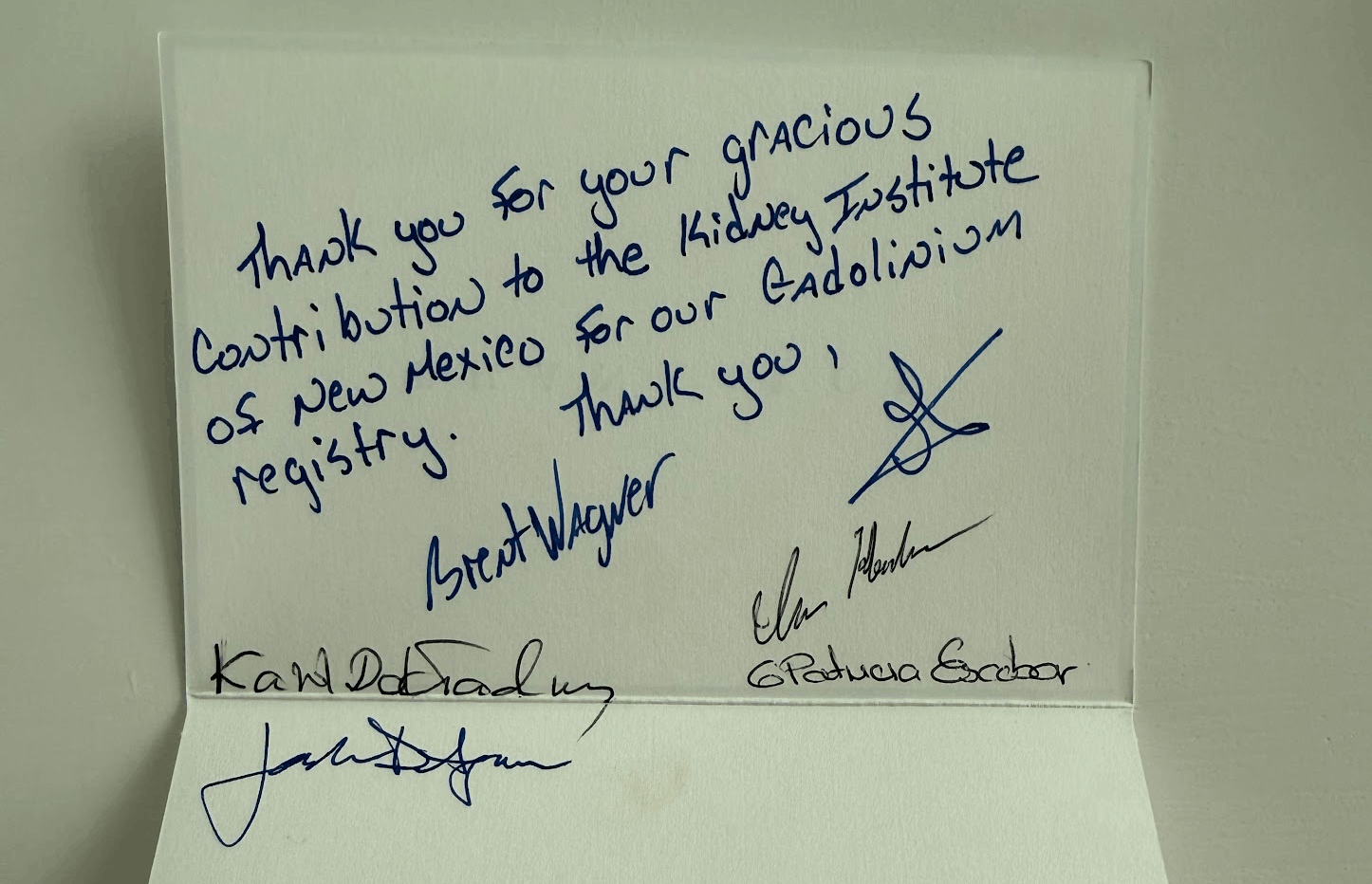 Donation thank you card